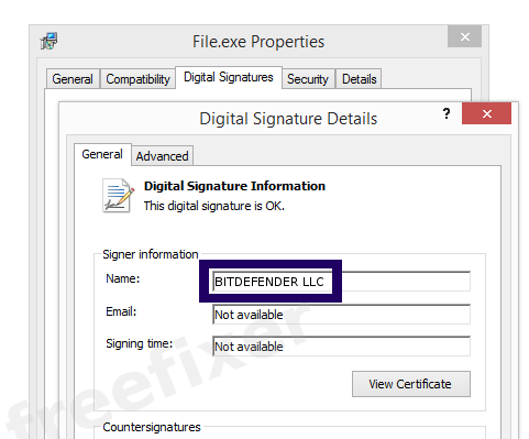 Screenshot of the BITDEFENDER LLC certificate